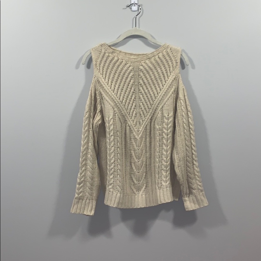 White cold shoulder sweater